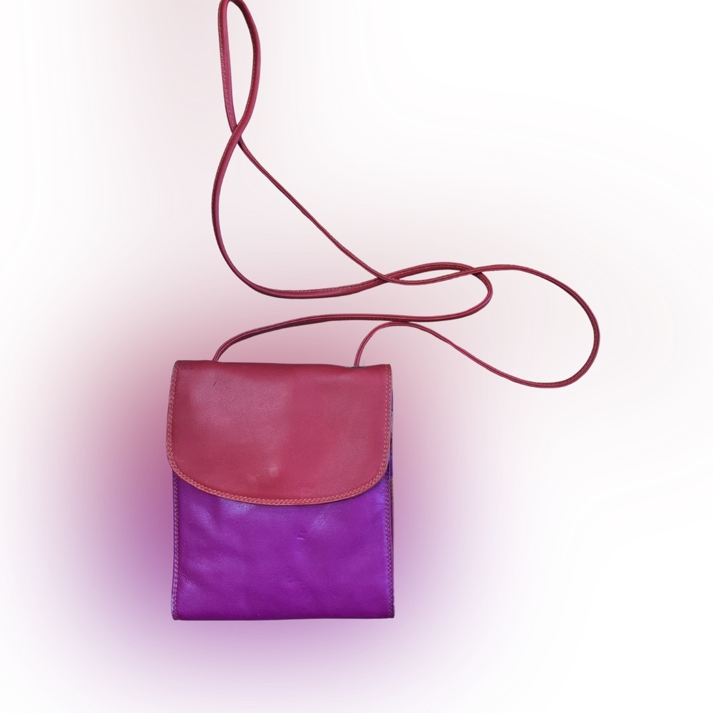 Cute color block cross body leather bag